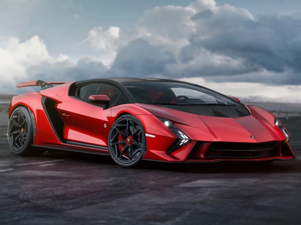 Красный спортивный автомобиль Lamborghini Invencible 2024  года