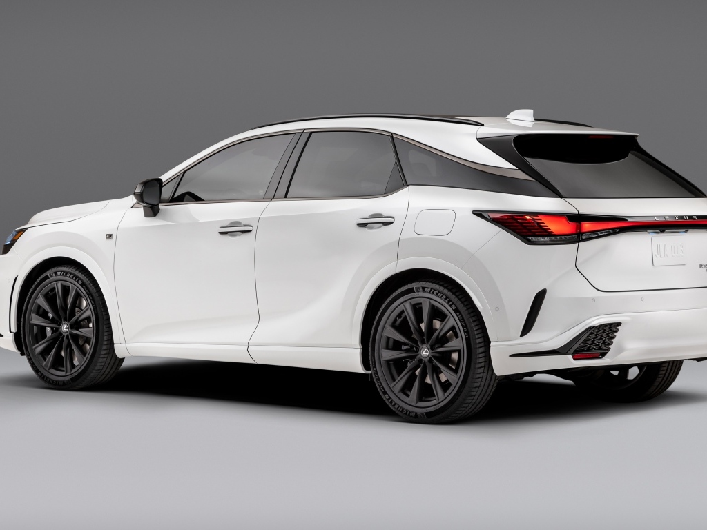 Белый внедорожник Lexus RX 500h F SPORT вид сзади