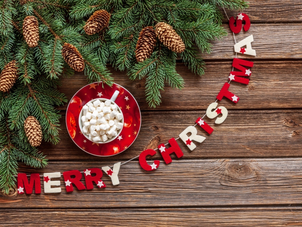 Открытка на Рождество с еловыми ветками