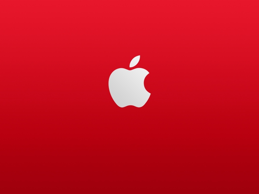 Белый значок apple на красном фоне