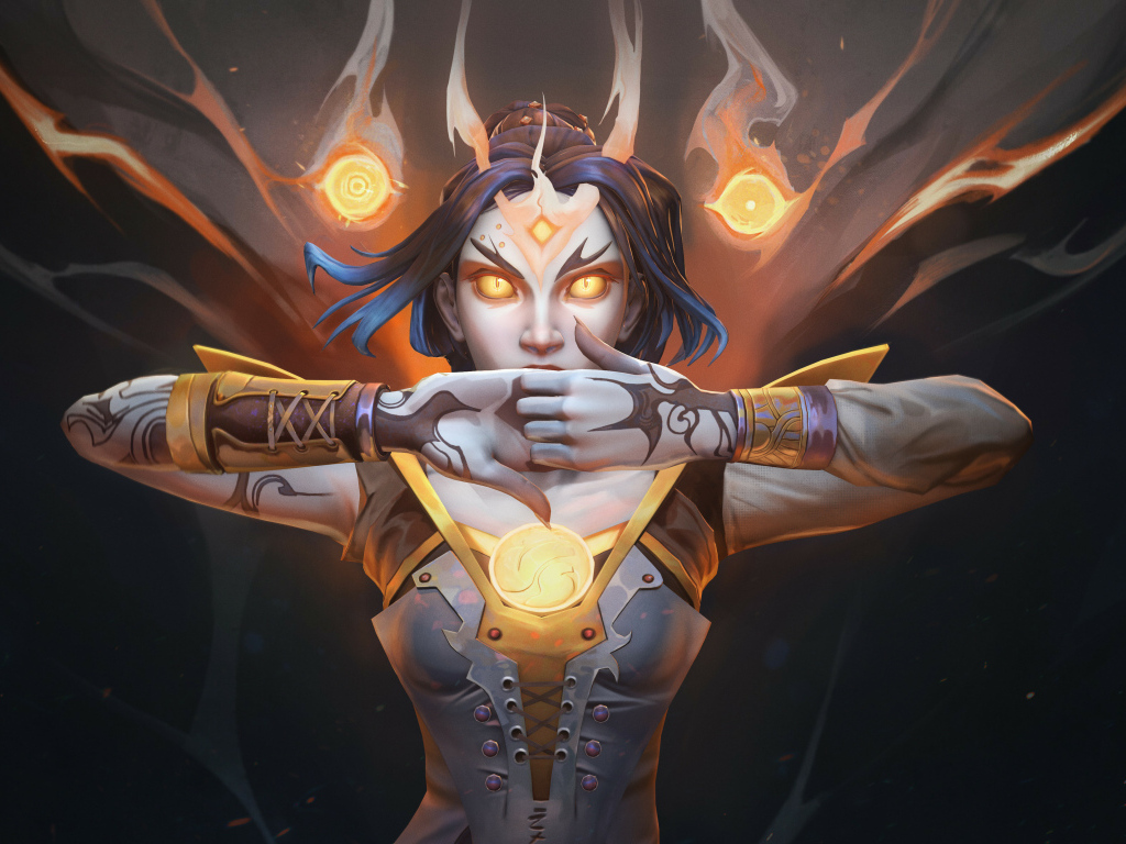 Фантастическая девушка демон на черном фоне