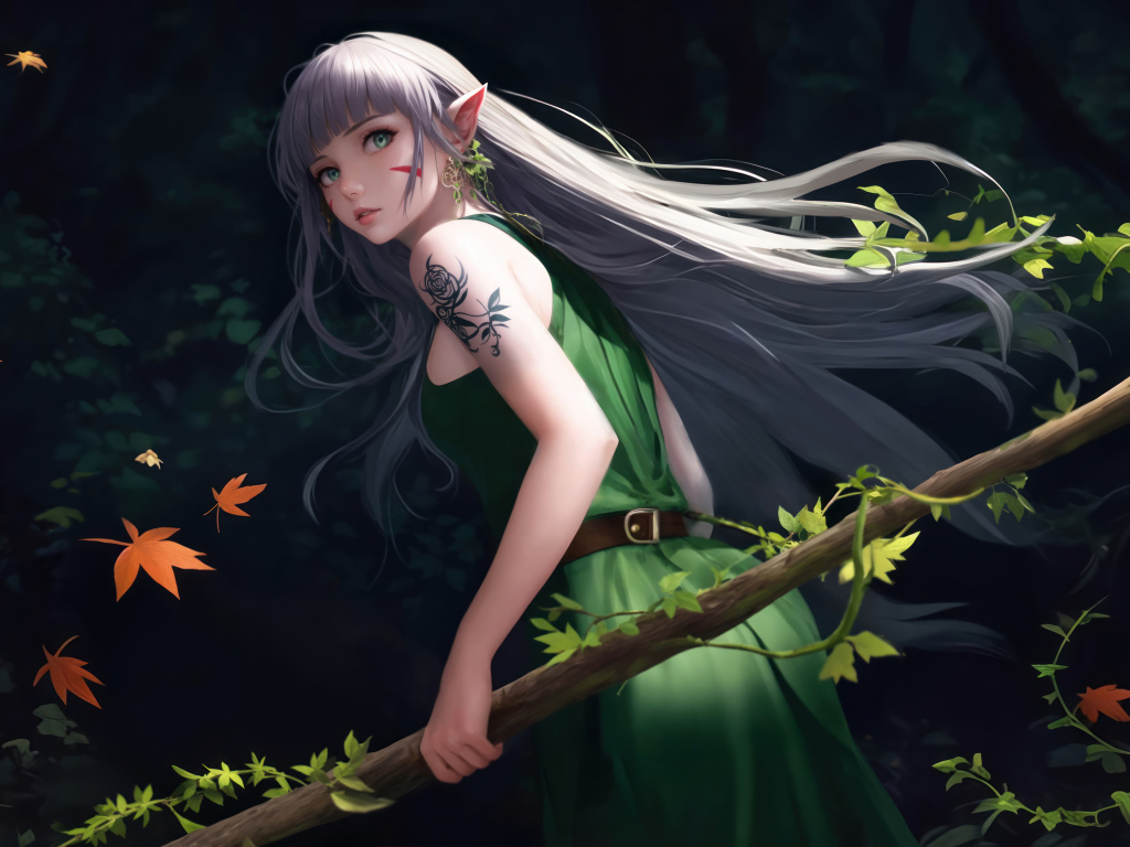 Фантастическая девушка эльф в лесу