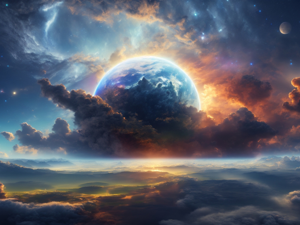 Фантастическое небо с планетой