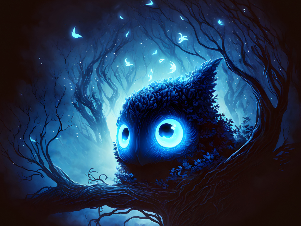 Фантастическое существо в ветках дерева