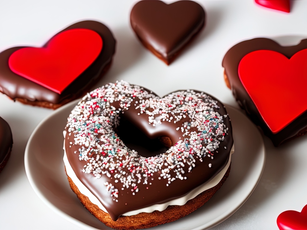 Красивое сладкое печенье в шоколаде в форме сердца