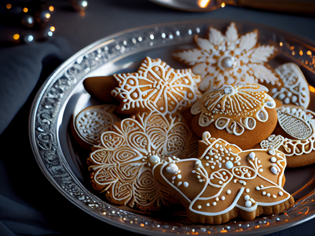 Праздничное печенье с глазурью на столе