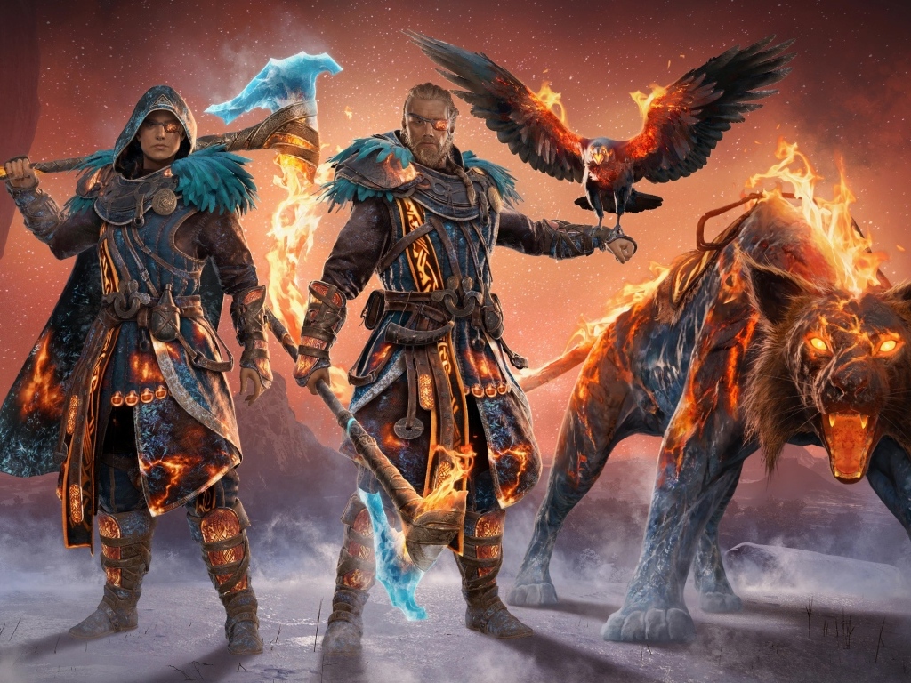 Воинственные персонажи компьютерной игры Twilight pack for Assassin's Creed Valhalla