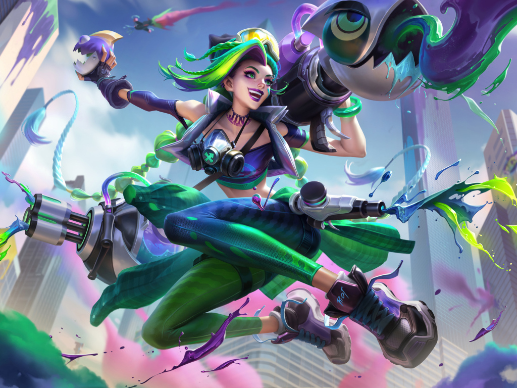 Девушка 3д стреляет красками