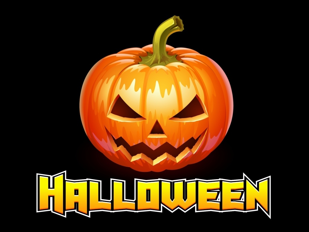 Зловещая тыква на черном фоне на Хэллоуин