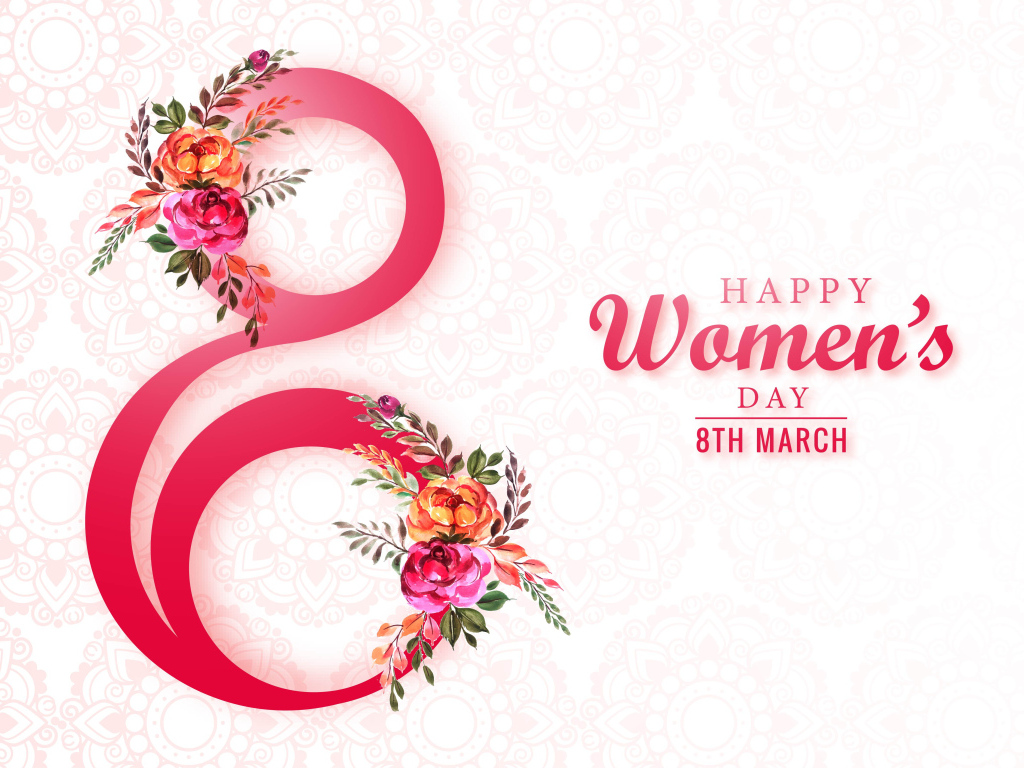 Красивая цифра 8 с цветами на международный женский день