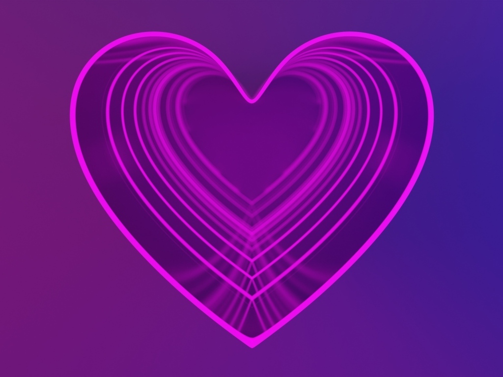Розовое сердце на фиолетовом фоне
