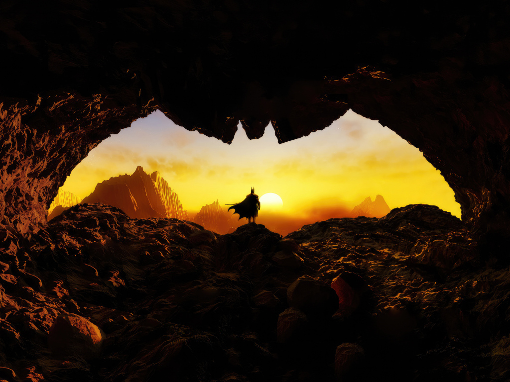 Выход в пещере в форме Бэтмена