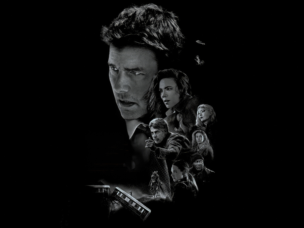 Черно-белый постер фильма Миссия невыполнима: Смертельная расплата. Часть 1