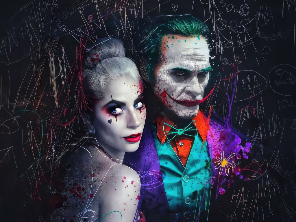 Нарисованные Харли Квин и Джокер