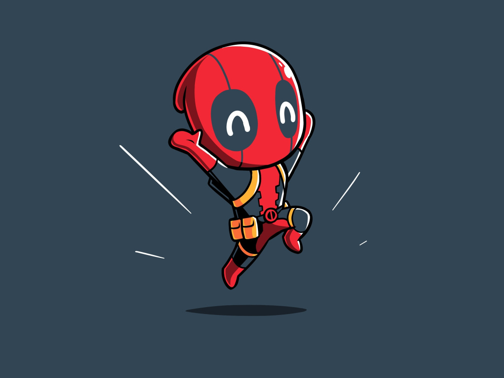 Нарисованный маленький Дэдпул на черном фоне