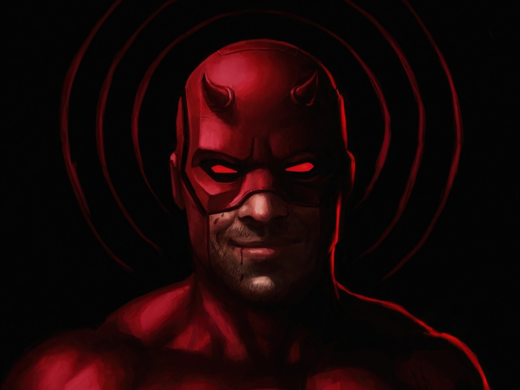 Фантастический персонаж Сорвиголова на черном фоне