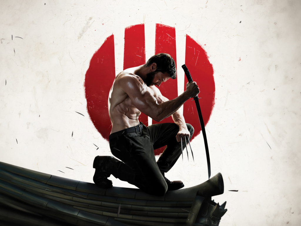 Супергерой Росомаха с самурайским мечом