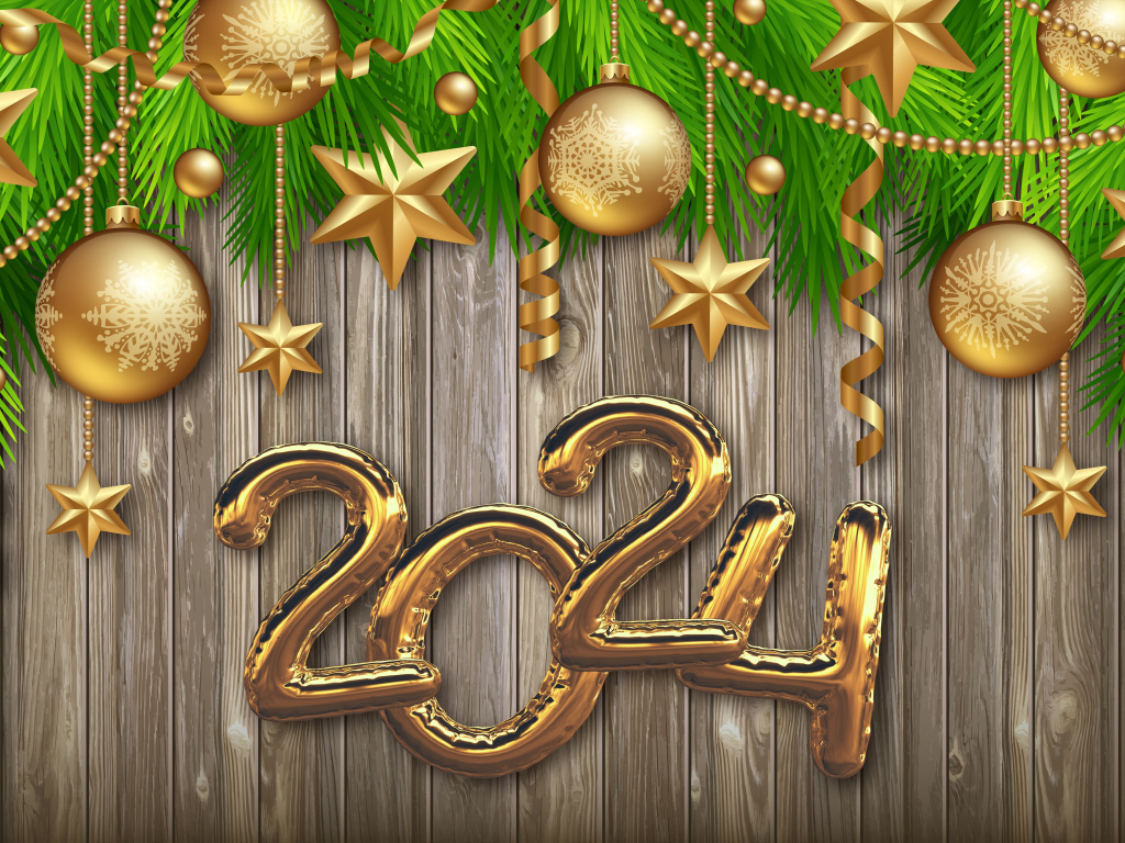 Красивый новогодний декор и цифры на новый год 2024