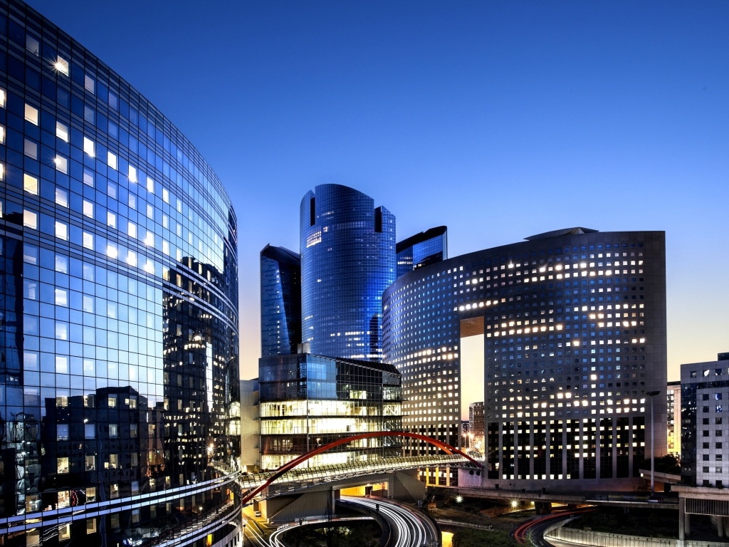 Небоскребы Парижа ночью, Франция