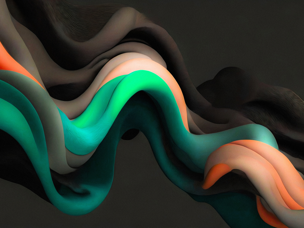 Абстрактные разноцветные волны на черном фоне