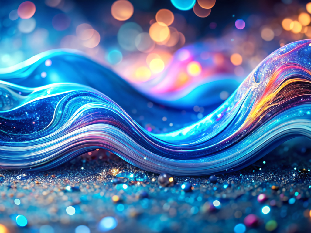 Абстрактная неоновая волна с блестками