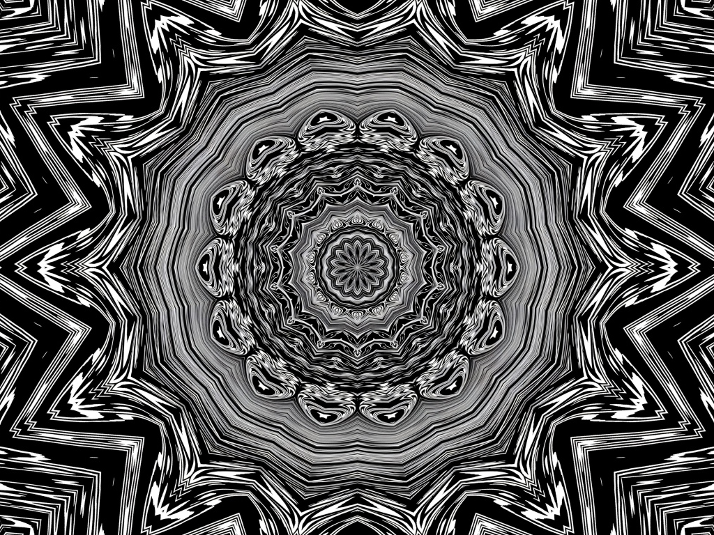 Черно-белый фрактальный узор 