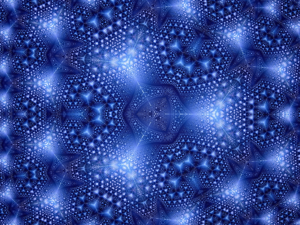 Синий фрактальный рисунок с геометрическими фигурами
