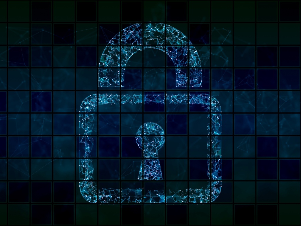 Неоновый замок на клетчатом фоне