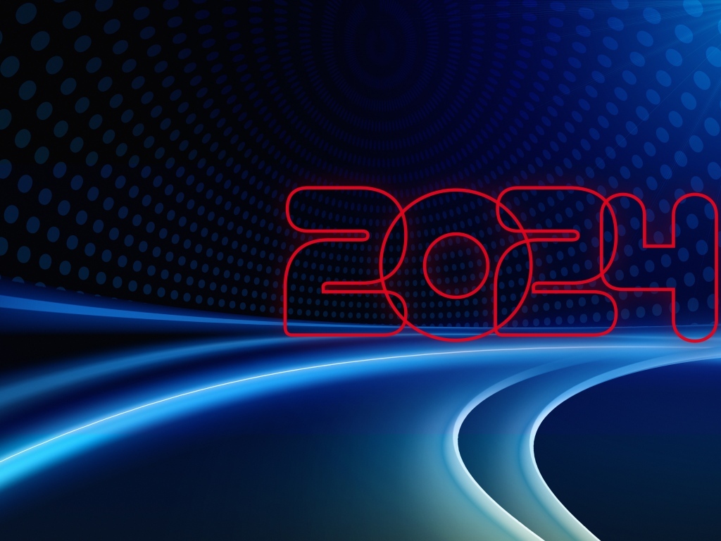 Цифры 2024 на синем фоне