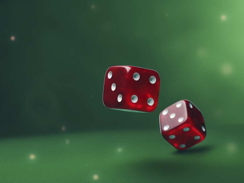 Красные 3д кубики на зеленом фоне