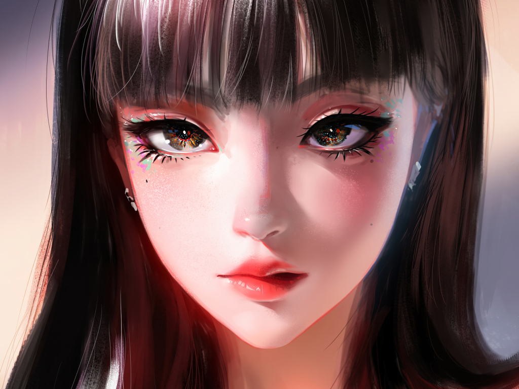 Большие красивые глаза девушки аниме