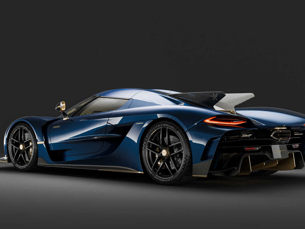 Синий автомобиль Koenigsegg Jesko Absolut