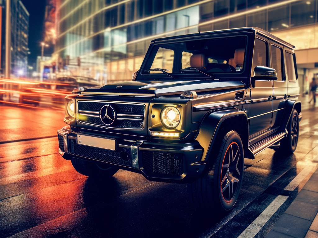 Черный внедорожник Mercedes-Benz G63 AMG в городе