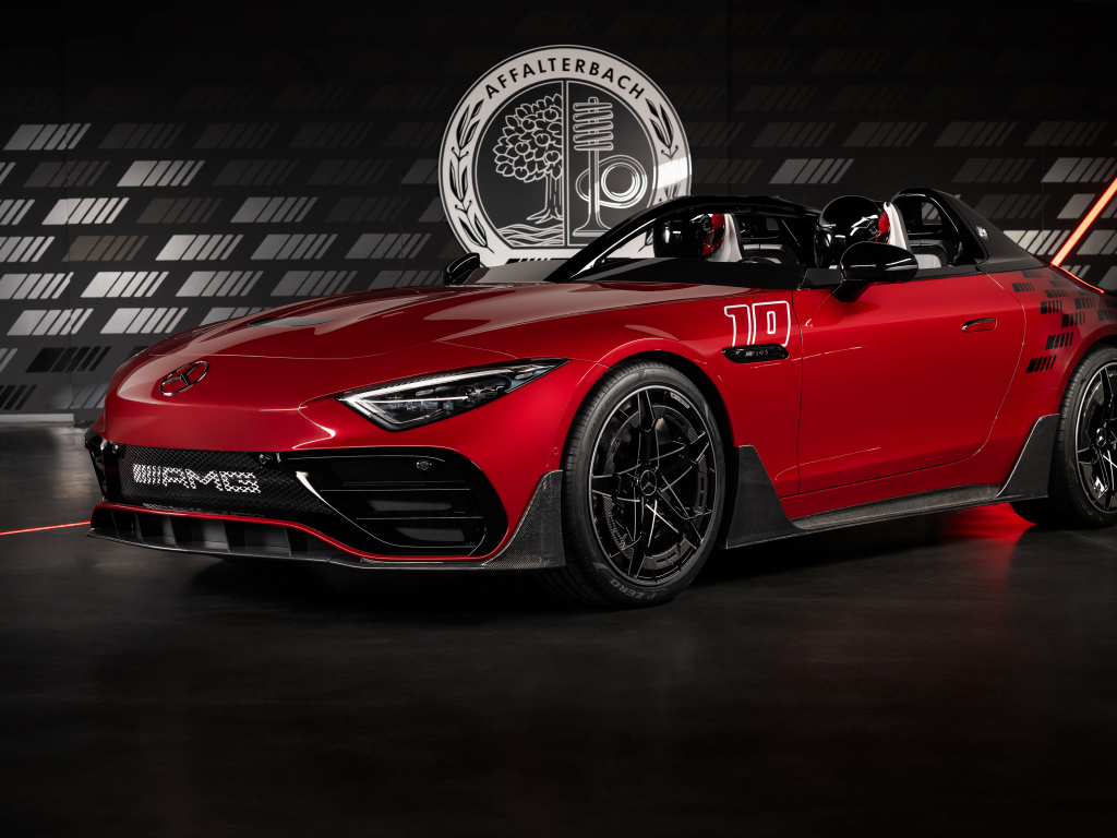 Быстрый красный Concept Mercedes-AMG PureSpeed 2024 года