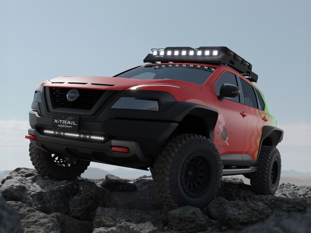 Большой внедорожник Nissan X-Trail Crawler Concept в горах