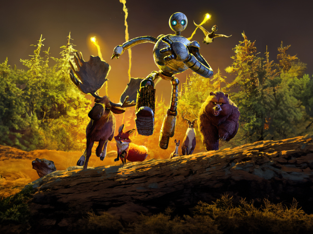 Звери в лесу в новом мультфильме Дикий робот, 2024