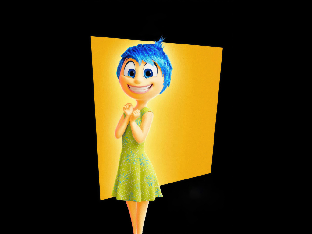 Персонаж Радость нового мультфильма Головоломка 2 на черном фоне, 2024