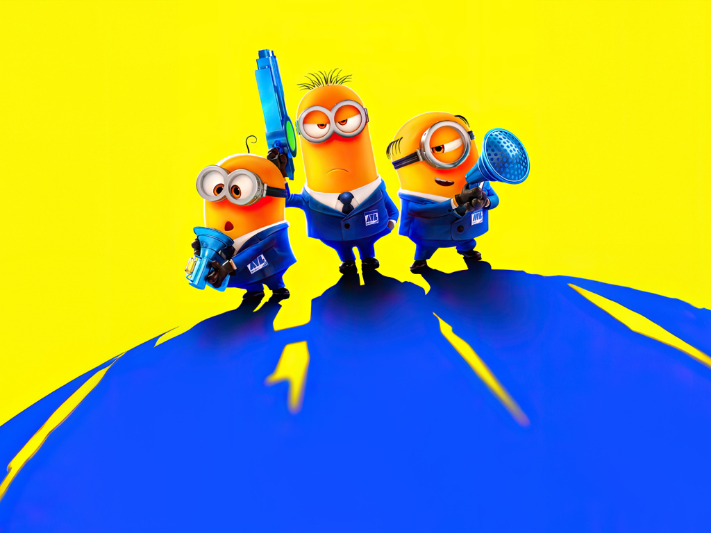Миньоны на желтом фоне в новом мультфильме Гадкий я 4, 2024
