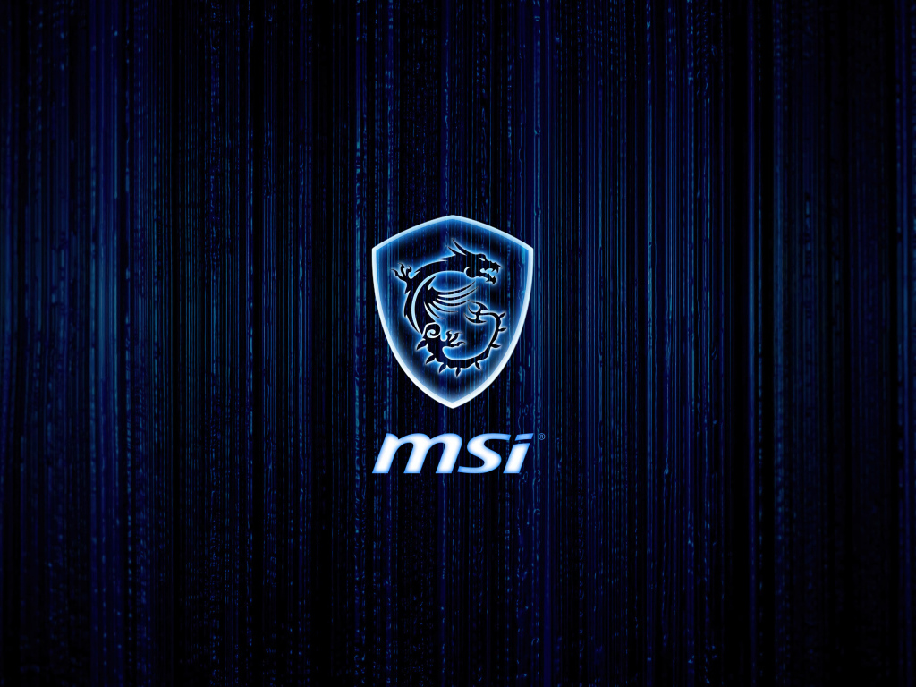 Логотип msi на черном фоне с синими линиями