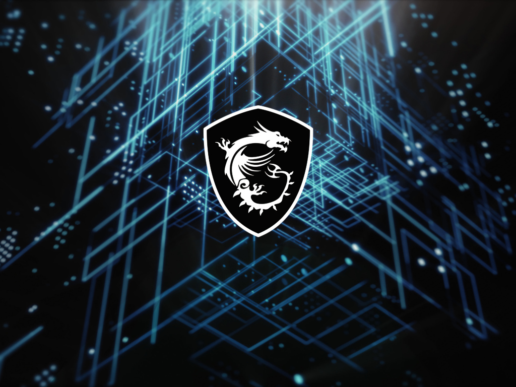 Логотип msi на неоновом фоне с линиями