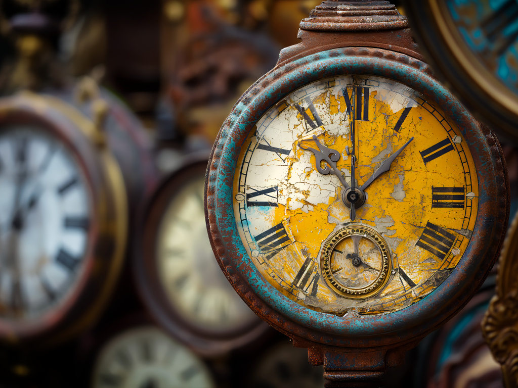 Старые ржавые часы крупным планом