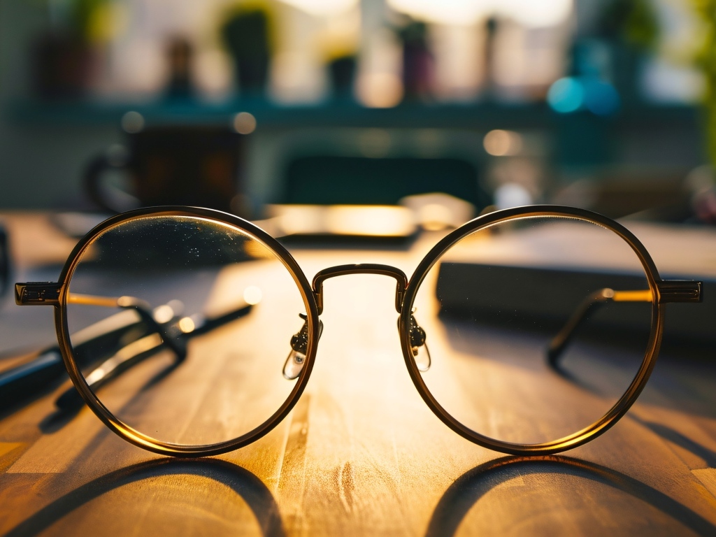 Очки для зрения лежат на столе