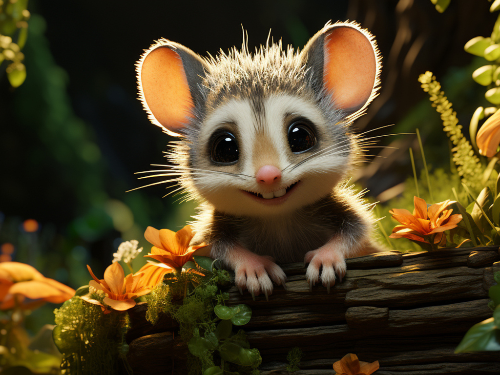 Смешной маленький нарисованный опоссум 