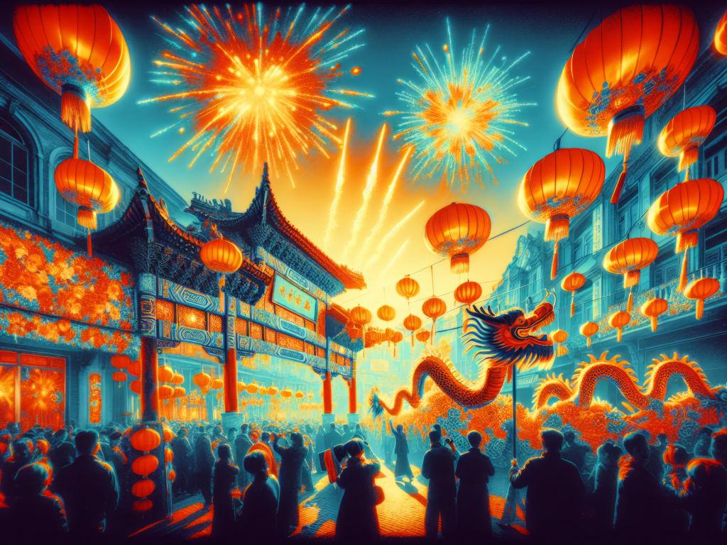 Новый год на улице Китайского города