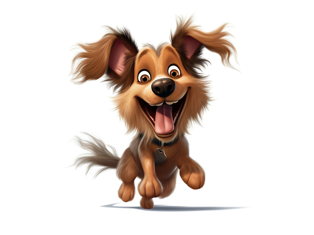 Довольный нарисованный щенок на белом фоне