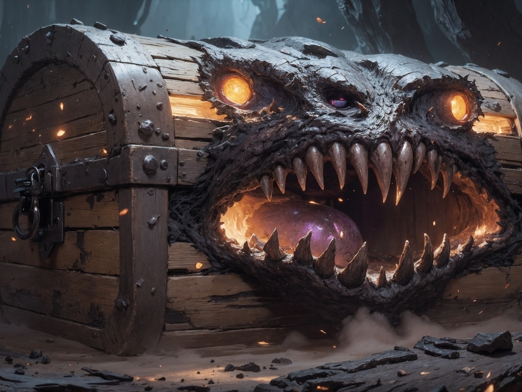 Сундук монстр с острыми клыками