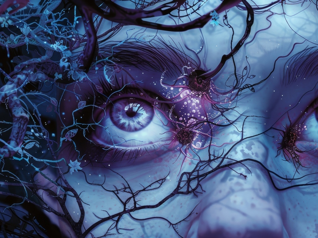 Фантастические глаза с растениями на лице