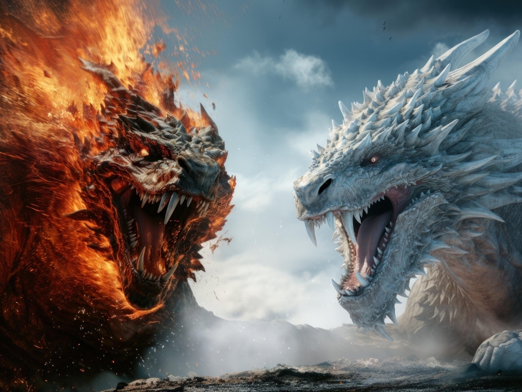 Огненный и ледяной драконы сошлись в битве