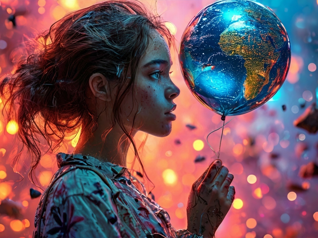 Девочка с волшебным шариком в руках
