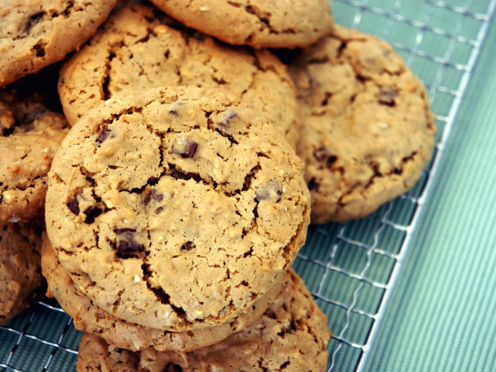 Аппетитное круглое печенье с шоколадом